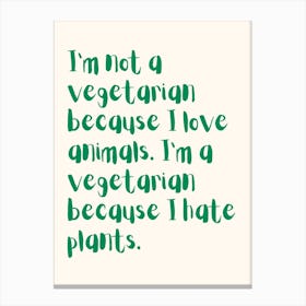 Vegetarian Green 2 Kitchen Typography Canvas Print