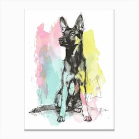 Pastel Beauceron Dog Pastel Line Illustration  2 Canvas Print
