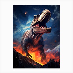 Dinosaurs On Fire Canvas Print