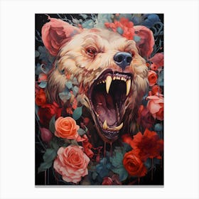 Bear With Roses Canvas Print
