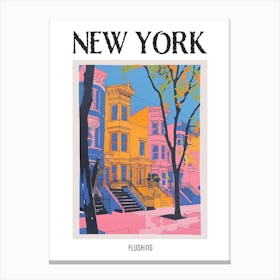 Flushing New York Colourful Silkscreen Illustration 4 Poster Canvas Print