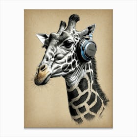 Giraffe With Headphones Canvas Print