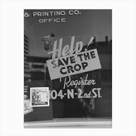 Sign On Store Window In Yakima, Washington, The Crop Referred To Is Hops By Russell Lee Canvas Print