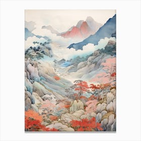 Shosenkyo Gorge In Yamanashi, Ukiyo E Drawing 1 Canvas Print