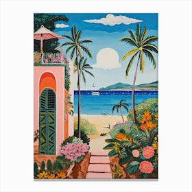 Half Moon Bay, Antigua, Matisse And Rousseau Style 4 Canvas Print