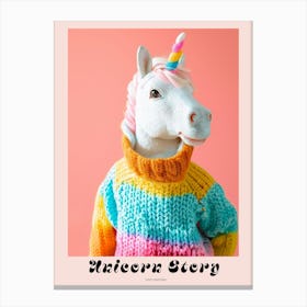 Toy Unicorn In A Knitted Jumper Poster Lienzo