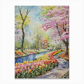 Tulips In The Park 3 Canvas Print