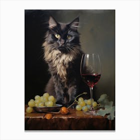 Cat With Grapes Canvas Print