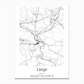 Liege,Belgium Minimalist Map Canvas Print