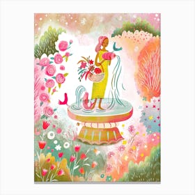Fountain Lady In The Garden Canvas Print