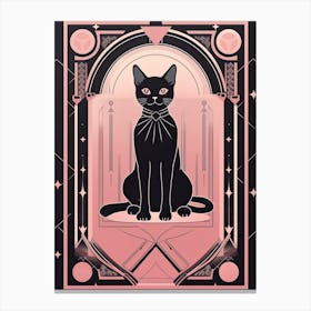 The Tower Tarot Card, Black Cat In Pink 3 Canvas Print