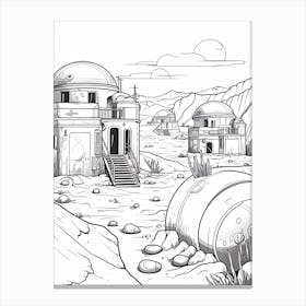 Tatooine (Star Wars) Fantasy Inspired Line Art 2 Canvas Print