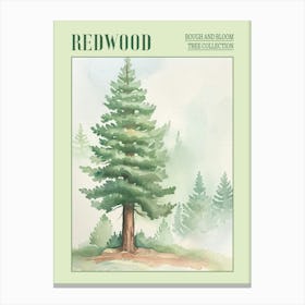 Redwood Tree Atmospheric Watercolour Painting 3 Poster Canvas Print