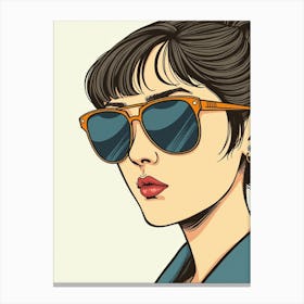 Cartoon Girl With Sunglasses Canvas Print