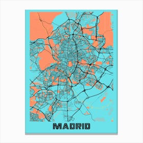 Madrid City Map Canvas Print