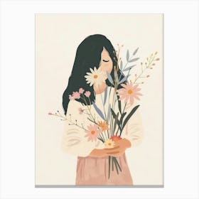 Spring Girl With Wild Flowers 9 Canvas Print