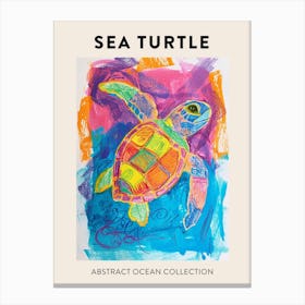 Abstract Sea Turtle Crayon Doodle Poster 1 Canvas Print