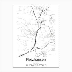 Pliezhausen,Germany Minimalist Map Canvas Print