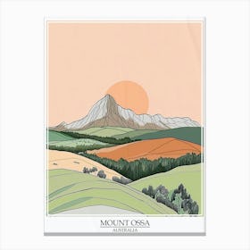 Mount Ossa Australia Color Line Drawing 1 Poster Canvas Print
