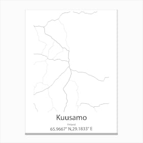 Kuusamo,Finland Minimalist Map Canvas Print