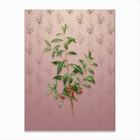 Vintage Alabama Dahoon Botanical on Dusty Pink Pattern Canvas Print