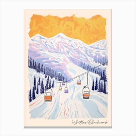 Poster Of Whistler Blackcomb   British Columbia, Canada, Ski Resort Pastel Colours Illustration 3 Canvas Print