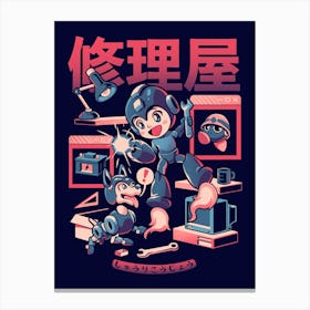 Mega Workshop - Geek Cute Retro Video Game Robot Dog Gift 1 Canvas Print