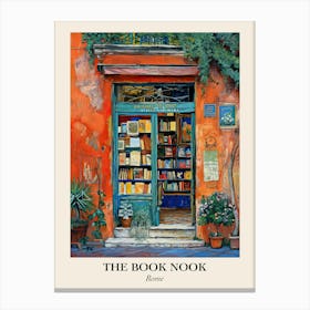 Rome Book Nook Bookshop 4 Poster Canvas Print