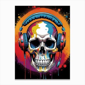 Skull With Headphones Pop Art (22) Canvas Print