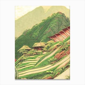 Banaue Rice Terraces Philippines Vintage Sketch Tropical Destination Canvas Print