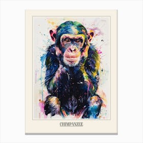 Chimpanzee Colourful Watercolour 4 Poster Canvas Print