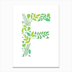 Leafy Letter F Canvas Print