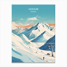 Poster Of Gudauri   Georgia, Ski Resort Illustration 0 Canvas Print