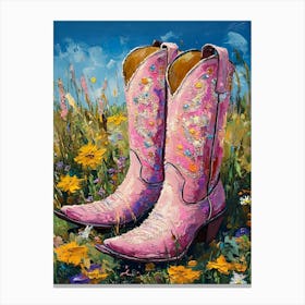 Pink Sparkly Cowgirl Boots 1 Canvas Print