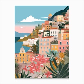 Amalfi Coast 3 Italy Illustration Canvas Print