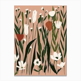 Wild Flowers On A Pink Background Canvas Print