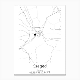 Szeged,Hungary Minimalist Map Canvas Print