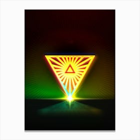 Neon Geometric Glyph in Watermelon Green and Red on Black n.0336 Canvas Print