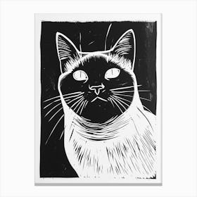 Birman Cat Linocut Blockprint 5 Canvas Print