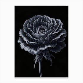 A Carnation In Black White Line Art Vertical Composition Canvas Print