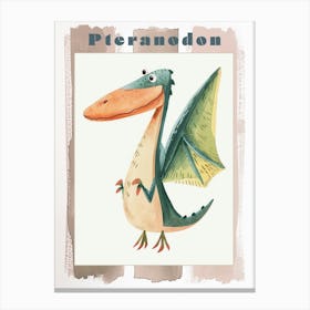 Pteranodon Dinosaur Cute Watercolour 1 Poster Canvas Print