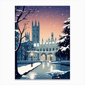 Winter Travel Night Illustration Cambridge United Kingdom 4 Canvas Print