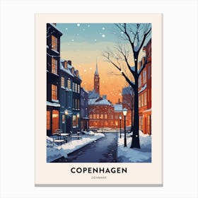 Winter Night  Travel Poster Copenhagen Denmark 5 Canvas Print