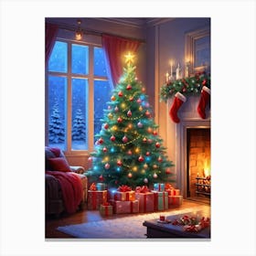 Christmas Tree In The Living Room 140 Canvas Print