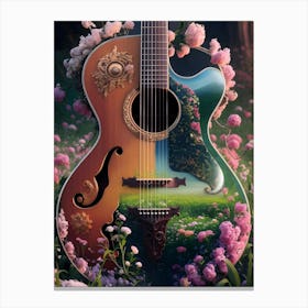 Guitar In The Garden Canvas Print