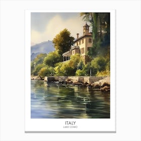 Lake Como, Italy 1 Watercolor Travel Poster Canvas Print