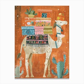 Camel With Cactus Canvas Print