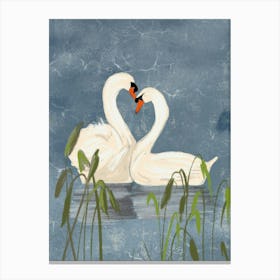 Swans In Love Canvas Print