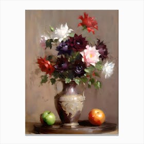 Dark Flowers In A Vase Canvas Print