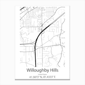 Willoughby,United States Minimalist Map Lienzo